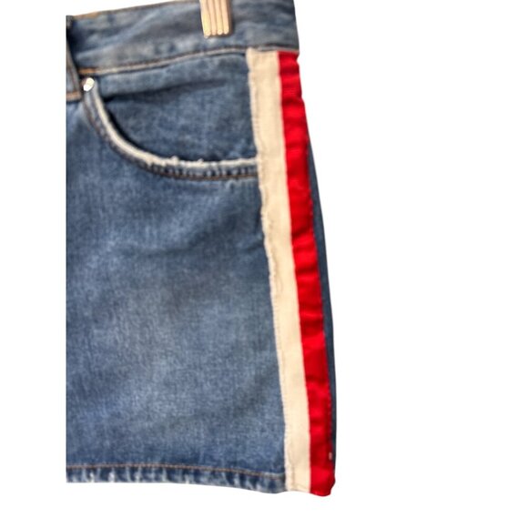 Zara Trafaluc Distressed Side Stripe Denim Mini Skirt Size M, Pre-Owned Good Con - Picture 3 of 8